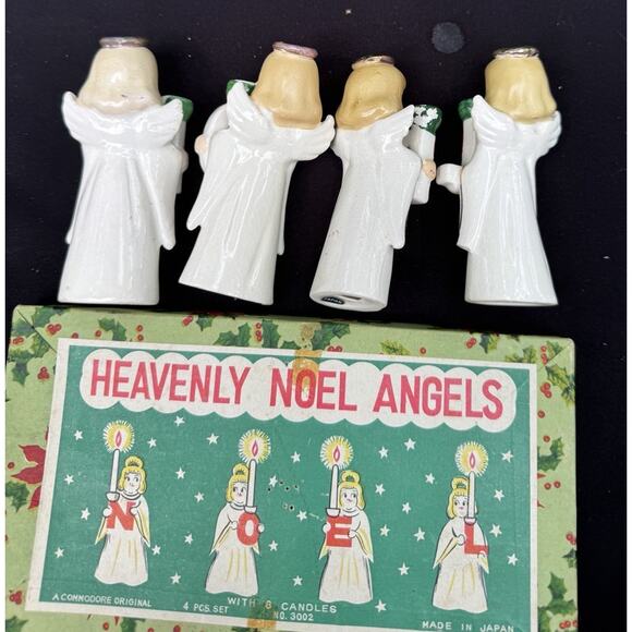 1950s Commodore Japan Heavenly Christmas Noel Angel Candle Holders Figurines - Picture 8 of 10